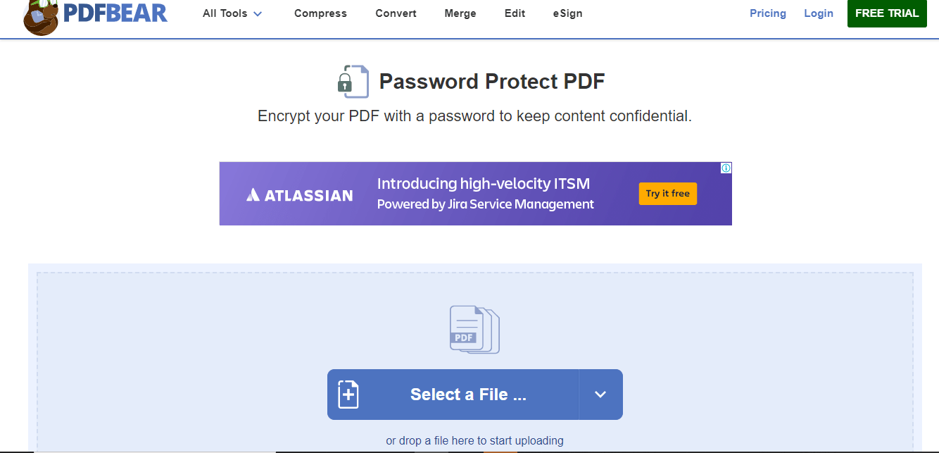 PDFBear's Password-Protect Tool