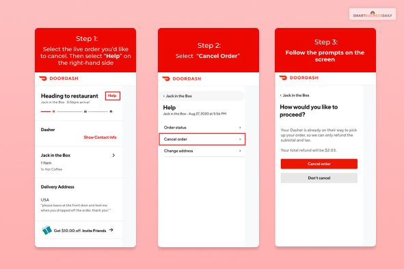 Cancel DoorDash Order from laptop