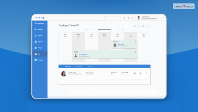 PTO management features of onpay