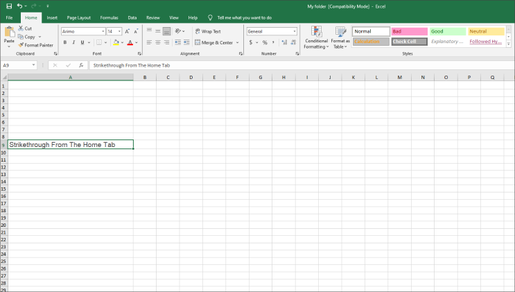 First, you have to select a cell or a range of cells to which you want to add strikethrough formatting.